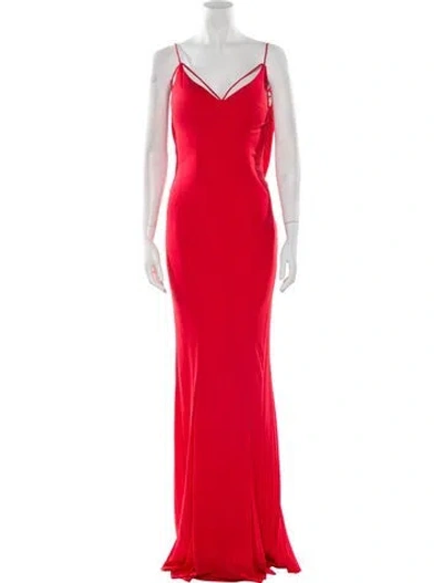 Pre-owned Terani Couture V-neck Long Dress W/ Tags In Red