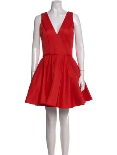 Pre-owned Terani Couture V-neck Mini Dress In Red