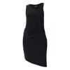 Terese Sydonna Women's Black Asymmetrical Draped Front Midi Dress In Black
