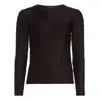 Terese Sydonna Women's Black Long Sleeve Textured Knit Top In Black