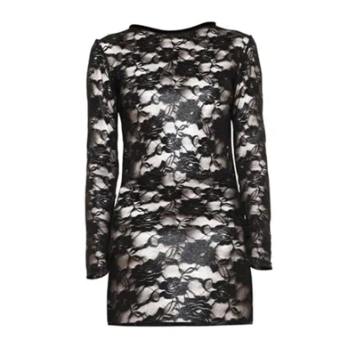 Terese Sydonna Women's Black Metallic Stretch Lace Tunic Top