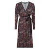 Terese Sydonna Women's Floral Printed Wrap Dress With Long Sleeves In Black