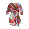 Terese Sydonna Women's Geometric Print Cotton Dress With Butterfly Sleeves And Pockets