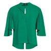 Terese Sydonna Women's Green Emerald Butterfly Sleeve Back Slit Top In Green