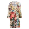 Terese Sydonna Women's Silky Magnolia Print Long Robe With Belt In Pink