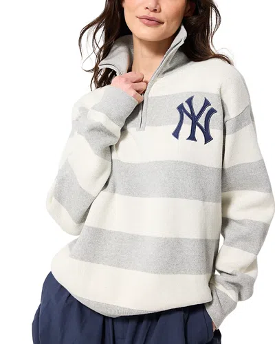 Terez 1/4 Zip Patch Sweater In Gray