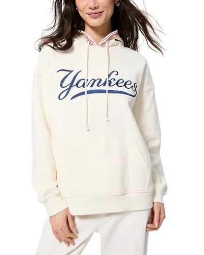 Terez Baseball Stitch Hoodie Sweatshirt In White