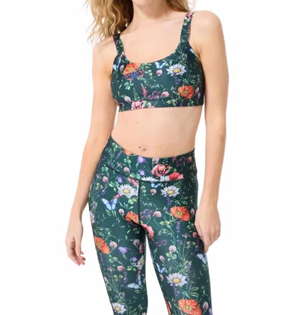 Terez Butterfly Floral Scoop Neck Bra In Green