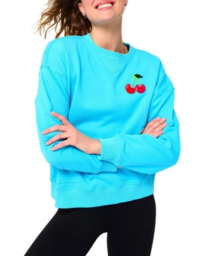 Terez Cherry Applique Sweatshirt In Blue
