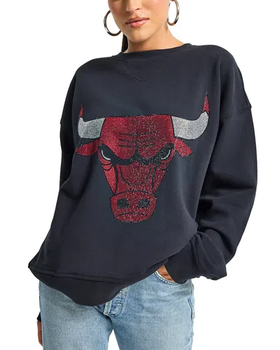 Terez Chicago Bulls Rhinestone Crewneck Sweatshirt In Black