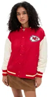 Terez Chiefs Colorblock Bomber Jacket Chiefs Red/sugar Swizzle In Red