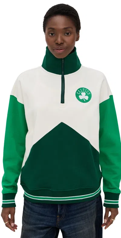 Terez Colorblock Quarter Zip Celtics Team Colors In Multi