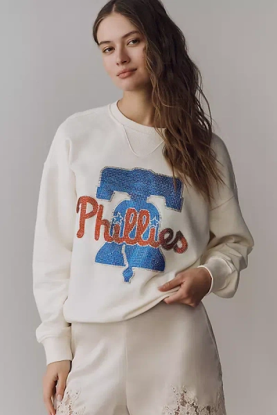 Terez Cotton Mlb Crew-neck Sweatshirt In White