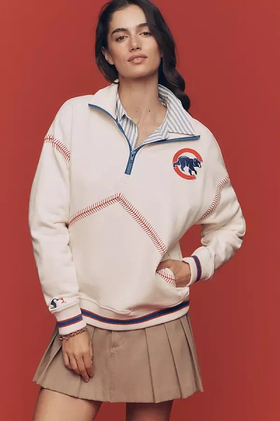 Terez Cotton Mlb Quarter-zip Sweatshirt In Blue