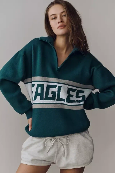 Terez Cotton Nfl Quarter-zip Sweatshirt In Green