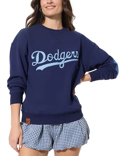Terez Denim Patch Crewneck Sweatshirt In Blue