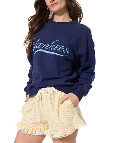 Terez Denim Patch Crewneck Sweatshirt In Blue