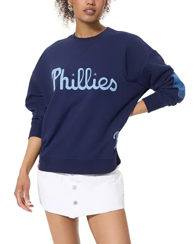 Terez Denim Patch Crewneck Sweatshirt In Blue