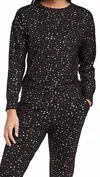 Terez Foil Printed Crew Neck Sweatshirt In Black/silver Stars In Black