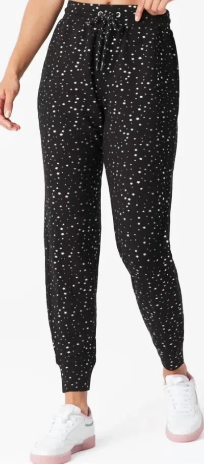 Terez Foil Printed Jogger Stars In Black/silver