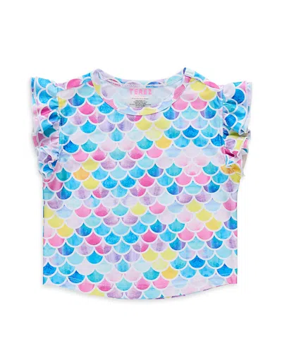 Terez Girls' Hi Shine Printed Ruffled Cropped Top - Little Kid, Big Kid In Multi