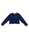 Terez Girls' Long Sleeve Raw Hem Cropped Tee - Little Kid, Big Kid In Blue