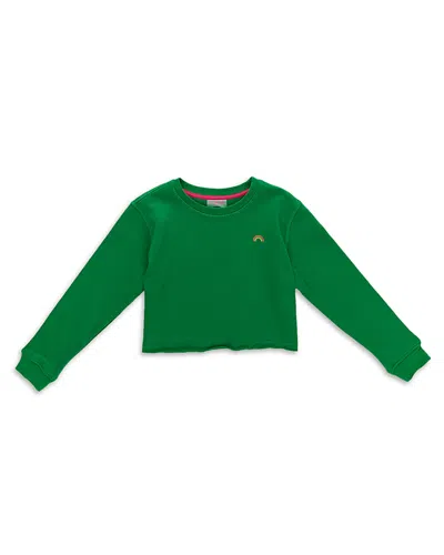 Terez Girls' Long Sleeve Raw Hem Cropped Tee - Little Kid, Big Kid In Green