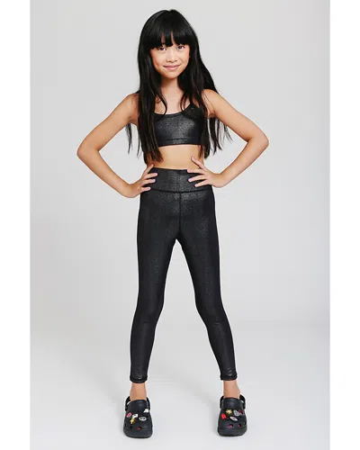 Terez Girls' Tlc Foil Leggings - Little Kid, Big Kid In Onyx Sparkle
