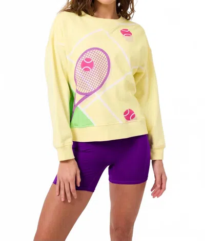 Terez Graphic Crewneck Sweatshirt In Lemon Sorbet Tennis In Yellow