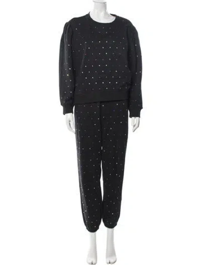 Pre-owned Terez Graphic Print Crystal Embellishments Pant Set In Black