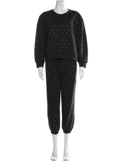 Pre-owned Terez Graphic Print Crystal Embellishments Pant Set In Black