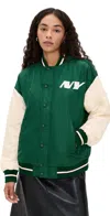 Terez Jets Colorblock Bomber Jacket Jets Green/sugar Swizzle In Green