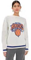 Terez Knicks Knit Crew Neck Sweatshirt Heather Grey In Heather Grey