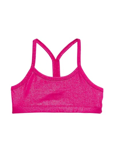 Terez Kids' Little Girl's Sparkle Y-back Foil Sports Bra In Pink Sparkle