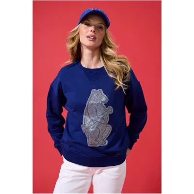 Terez Navy Chicago Cubs Oversized Gemstone Logo Sweatshirt