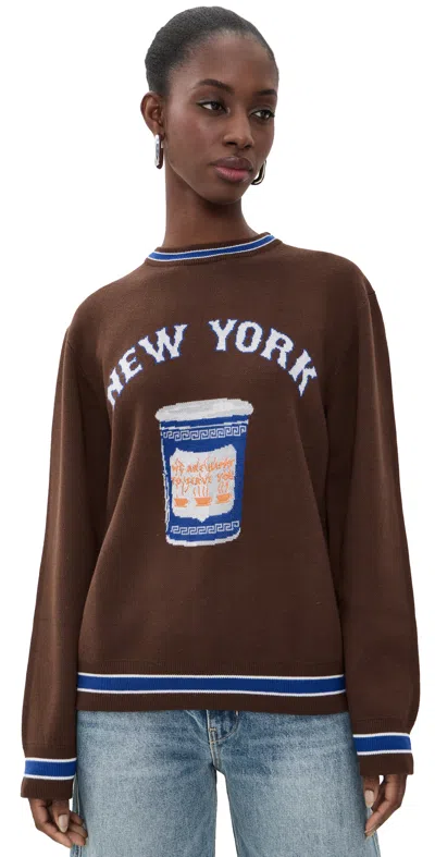 Terez Ny Coffee Crew Sweater Brown