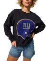 Terez Ny Giants Black 1961 Helmet Rhinestone Crewneck Sweatshirt In Black