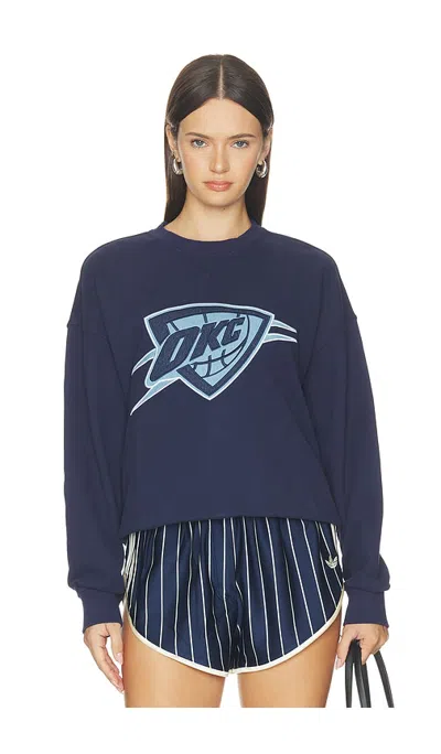 Terez Okc Thunder Denim Patch Crew Sweater In Blue