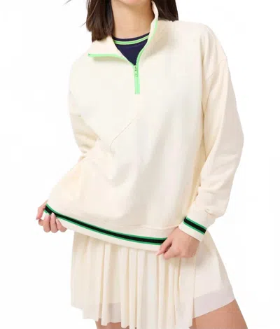 Terez Quarter Zip Sweatshirt In Sugar Swizzle In White
