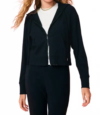 Terez Rib Crop Hoodie In Black