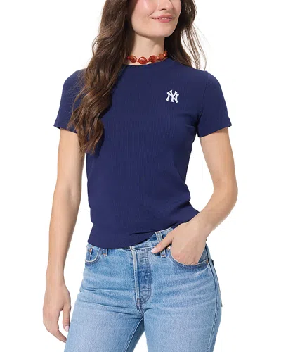 Terez Rib Embroidered Tee In Blue