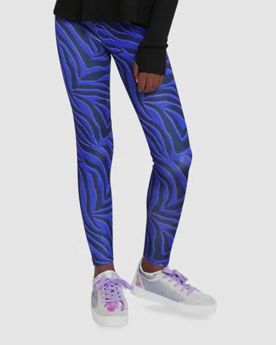 Terez Kids' Stretch Yoga Gym Leggings In Purple Zebra In Multi