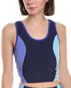 Terez Tlc Princess Seam Colorblocked Crop Bra In Blue