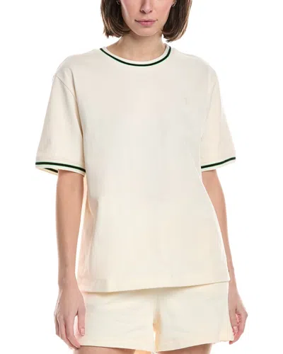 Terez Vintage Rib Trim T-shirt In Beige