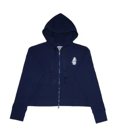 Terez Women's Cubs Logo Ribbed Crop Hoodie In Navy In Blue