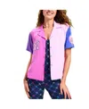 Terez Women's New York Yankees Color Block Button-up Shirt In Pink