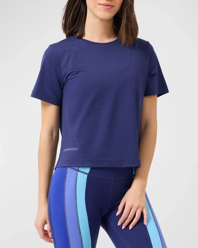 Terez Workit Short-sleeve Cropped Tee In Blue