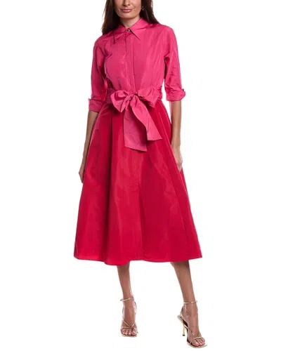 Teri Jon 2-tone Taffeta Shirtdress In Pink