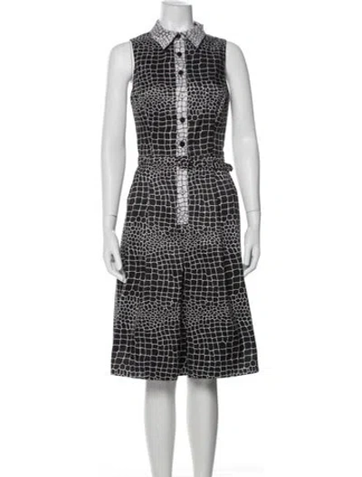 Pre-owned Teri Jon Animal Print Knee-length Dress In Black