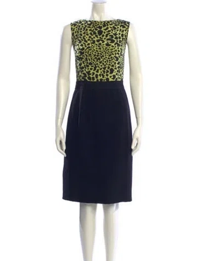 Pre-owned Teri Jon Animal Print Knee-length Dress In Blue
